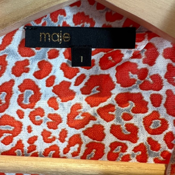 Maje size 1 orange leopard print blouse - Picture 2 of 3